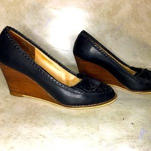 Vintage leather wedges